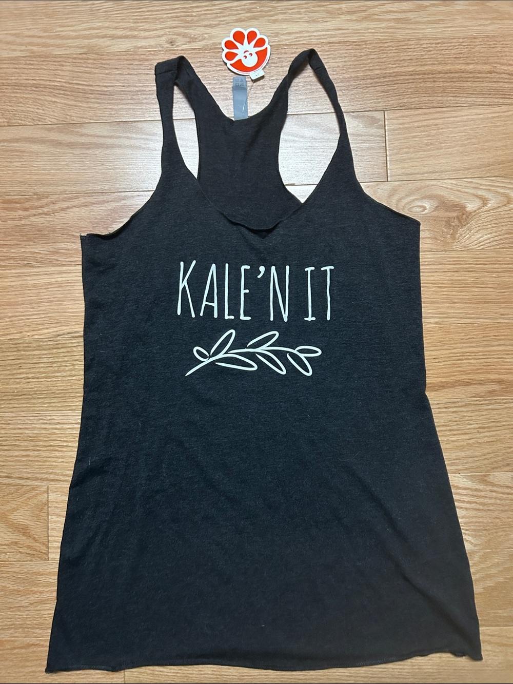 Next Level Apparel Black Racerback Tank with White KALE'N IT Graphic